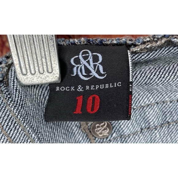 Rock & Republic Jeans 10 Women Med Wash Kasandra Straight Leg Stretch Blue Denim - Picture 4 of 4